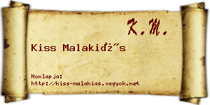 Kiss Malakiás névjegykártya